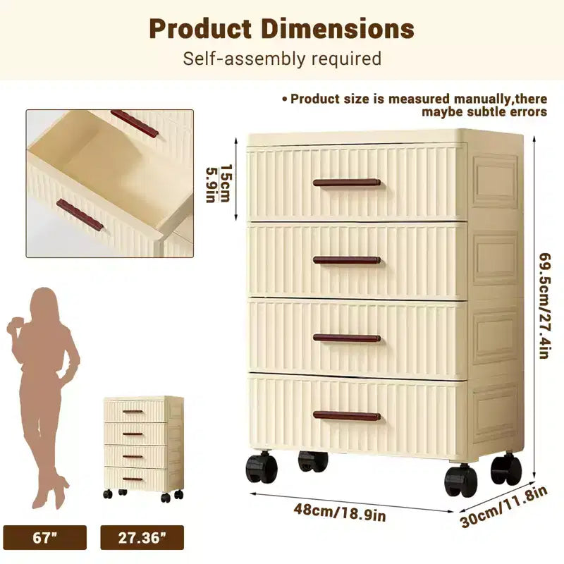 Multifunctional Storage Cabinet - Mobile Drawer Organizer for Bedroom & Living Room
