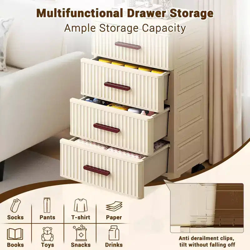 Multifunctional Storage Cabinet - Mobile Drawer Organizer for Bedroom & Living Room
