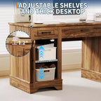 58 Executive Desk with 5 Drawers & Cabinet, Farmhouse Style Home Office Desk for Work, Study, Writing, White