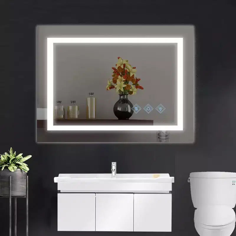 Acekool Bathroom Wall Mirror with Adjustable Brightness, Anti-Fog, Touch Control, Memory Function, Modern Vanity Mirror 32x24in