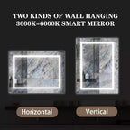 Bathroom Wall Mirror with Adjustable Brightness, Anti-Fog, Touch Control, Memory Function, Modern Vanity Mirror 32x24in