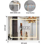 Bathroom Wall Mirror with Adjustable Brightness, Anti-Fog, Touch Control, Memory Function, Modern Vanity Mirror 32x24in