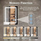 Bathroom Wall Mirror with Adjustable Brightness, Anti-Fog, Touch Control, Memory Function, Modern Vanity Mirror 32x24in