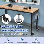 75x25 Adjustable Workbench, 2000lbs Capacity, 29.5-38.4 Height, Garage Table with Wheels & Power Outlet for Workshop Office