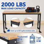 75x25 Adjustable Workbench, 2000lbs Capacity, 29.5-38.4 Height, Garage Table with Wheels & Power Outlet for Workshop Office