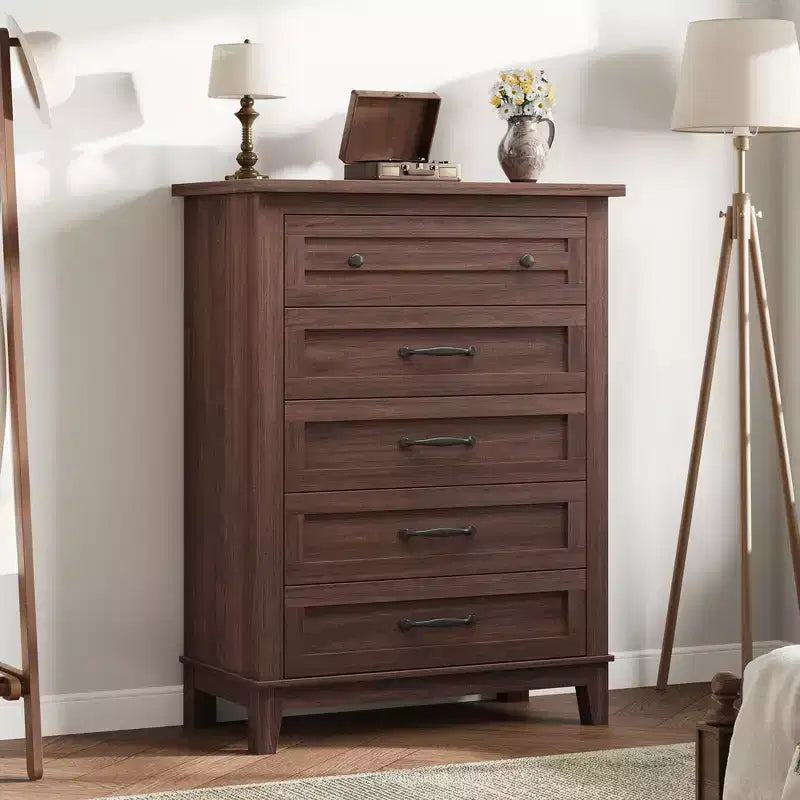 Freestanding 41.3 Tall Vertical 5 Drawer Dresser with Storage , Wooden Closet Storage Chest for Living Room, Bedroom, Entryway, Bedroom