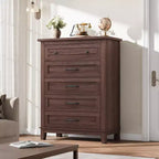 Freestanding 41.3 Tall Vertical 5 Drawer Dresser with Storage , Wooden Closet Storage Chest for Living Room, Bedroom, Entryway, Bedroom