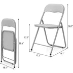 Folding Chairs Set of 4 with Cushions, Portable Metal Folding Chairs for Indoor & Outdoor Use, Stackable with Non-Slip Feet, Beige