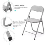 Folding Chairs Set of 4 with Cushions, Portable Metal Folding Chairs for Indoor & Outdoor Use, Stackable with Non-Slip Feet, Beige