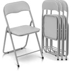 Folding Chairs Set of 4 with Cushions, Portable Metal Folding Chairs for Indoor & Outdoor Use, Stackable with Non-Slip Feet, Beige