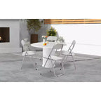 Folding Chairs Set of 4 with Cushions, Portable Metal Folding Chairs for Indoor & Outdoor Use, Stackable with Non-Slip Feet, Beige