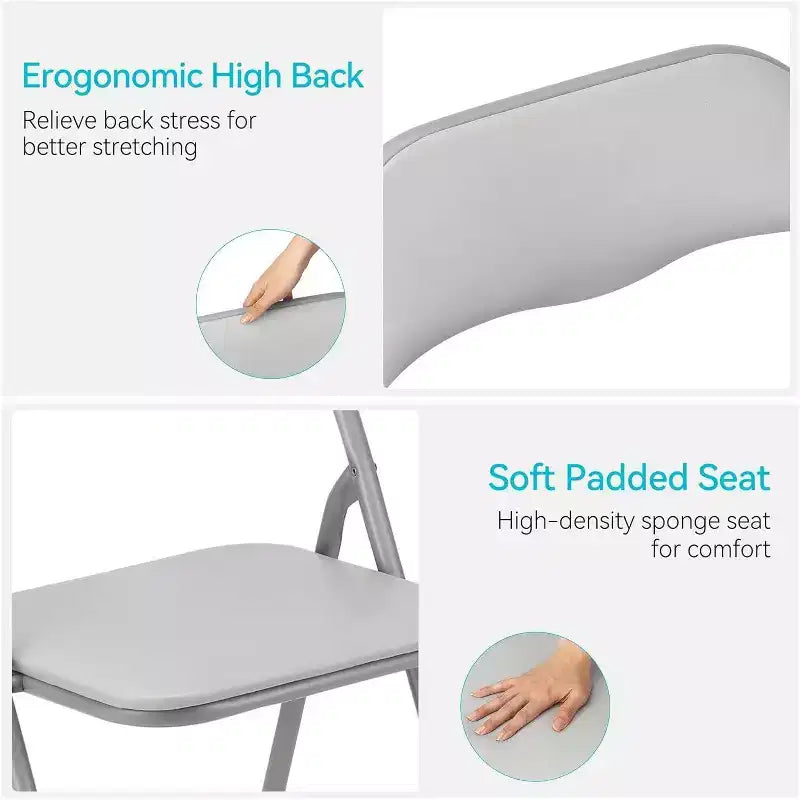 Folding Chairs Set of 4 with Cushions, Portable Metal Folding Chairs for Indoor & Outdoor Use, Stackable with Non-Slip Feet, Beige