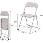 Folding Chairs Set of 4 with Cushions, Portable Metal Folding Chairs for Indoor & Outdoor Use, Stackable with Non-Slip Feet, Beige