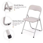 Folding Chairs Set of 4 with Cushions, Portable Metal Folding Chairs for Indoor & Outdoor Use, Stackable with Non-Slip Feet, Beige