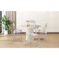 Acekool Folding Chairs Set of 4 with Cushions, Portable Metal Folding Chairs for Indoor & Outdoor Use, Stackable with Non-Slip Feet, Beige