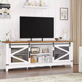 75 Inch Farmhouse Tv Stand Modern Farmhouse TV Stand - with Sliding Barn Doors, Storage Compartments, and Adjustable Shelf - White