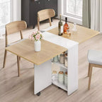 Drop Leaf Dining Table for 4, Space Saving Foldable Kitchen Table with 2 Storage Shelf for Small Spaces, Movable Kitchen Table with 6 Wheels