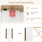 Drop Leaf Dining Table for 4, Space Saving Foldable Kitchen Table with 2 Storage Shelf for Small Spaces, Movable Kitchen Table with 6 Wheels