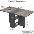 Drop Leaf Dining Table for 4, Space Saving Foldable Kitchen Table with 2 Storage Shelf for Small Spaces, Movable Kitchen Table with 6 Wheels