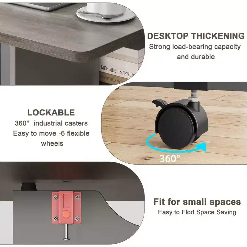 Drop Leaf Dining Table for 4, Space Saving Foldable Kitchen Table with 2 Storage Shelf for Small Spaces, Movable Kitchen Table with 6 Wheels