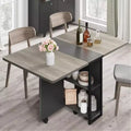 Drop Leaf Dining Table for 4, Space Saving Foldable Kitchen Table with 2 Storage Shelf for Small Spaces, Movable Kitchen Table with 6 Wheels