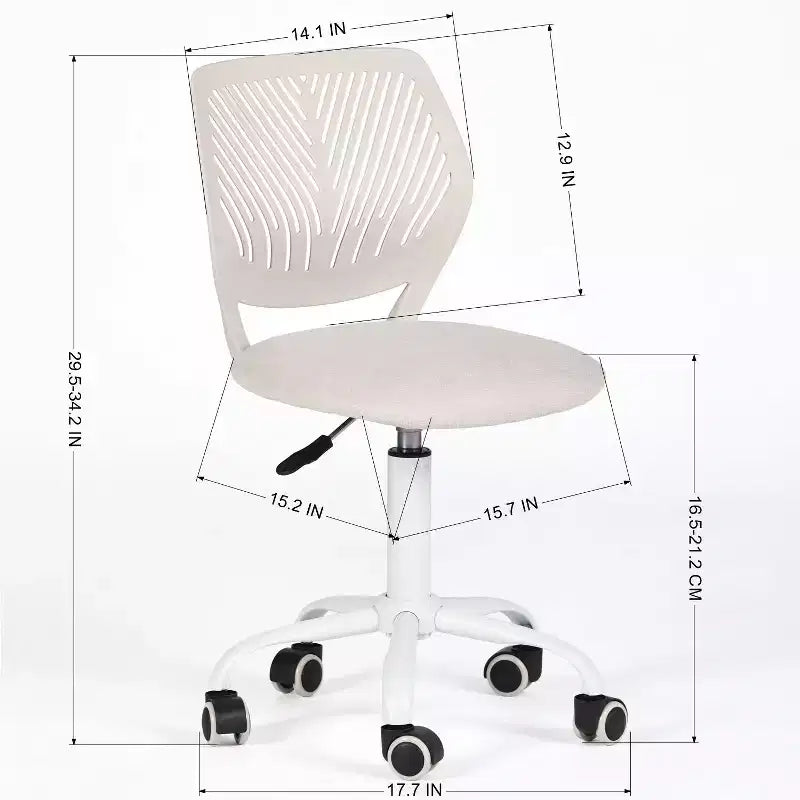 Adjustable Armless Swivel Study Chair for Kids, Dorm & Small Home Office
