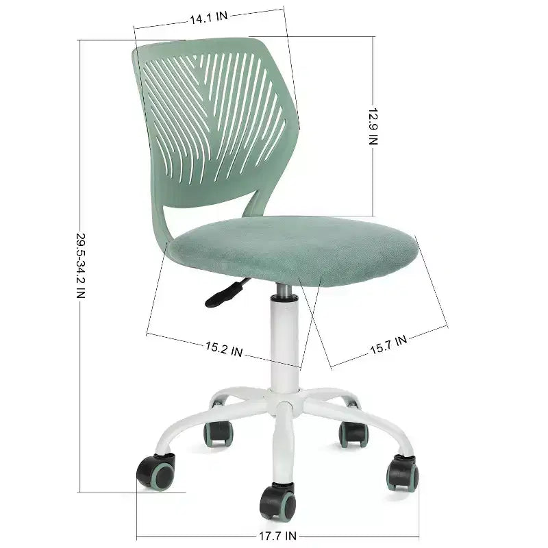 Adjustable Armless Swivel Study Chair for Kids, Dorm & Small Home Office