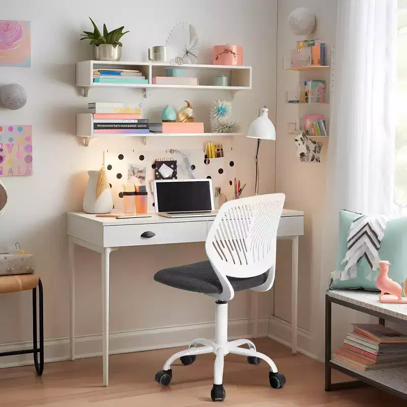Adjustable Armless Swivel Study Chair for Kids, Dorm & Small Home Office