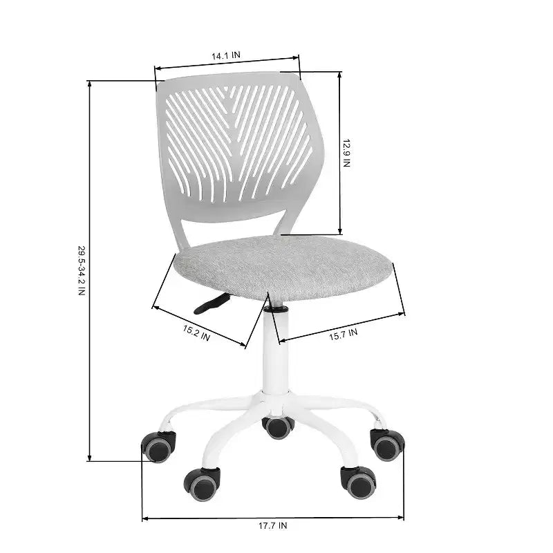 Adjustable Armless Swivel Study Chair for Kids, Dorm & Small Home Office
