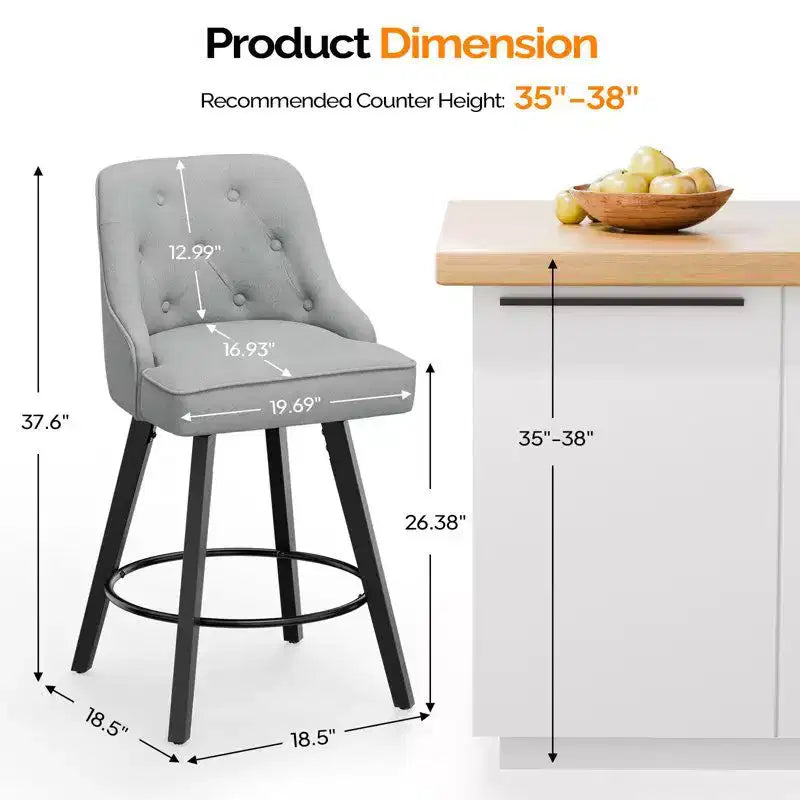 Elegant 360 Swivel Bar Stool Stylish Design with Plush Cushion & Sturdy Build