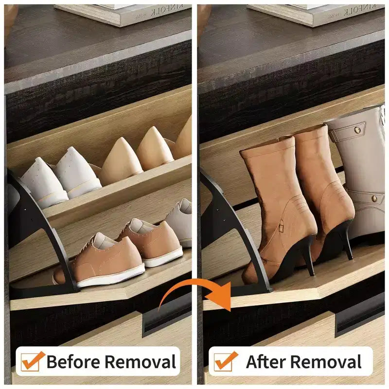 Shoe Cabinet with 4 Flip Drawers, Freestanding Shoe Storage Organizer for Entryway, Narrow Shoe Rack with 3-Tier Adjustable Shelves