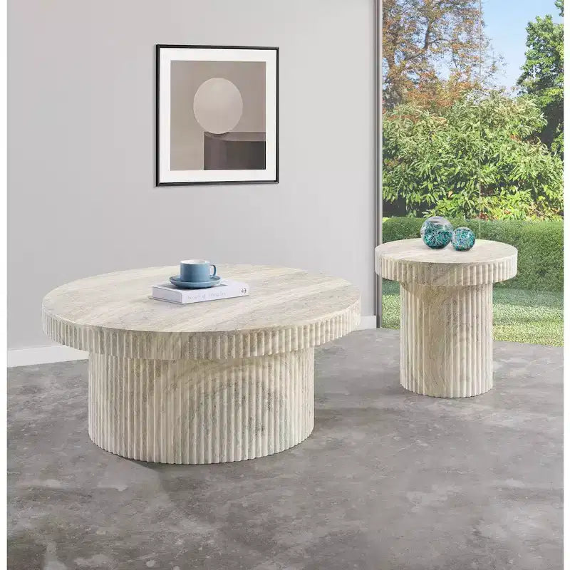 Legatto Travertine Finish Concrete Coffee Table