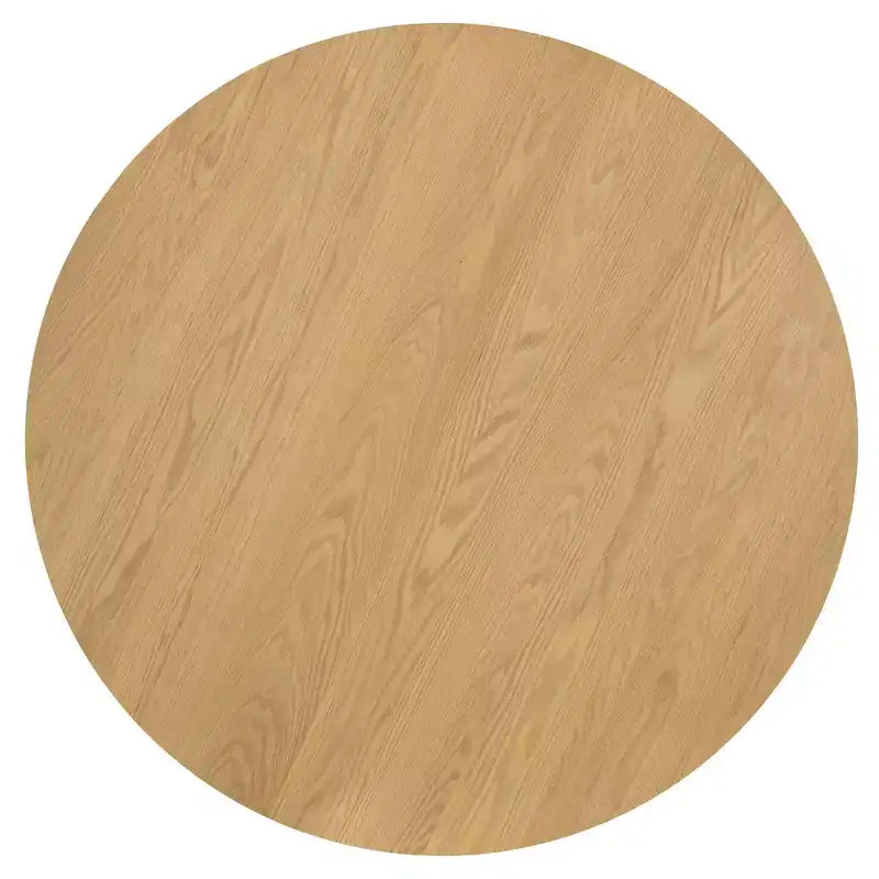 46 Round Dining Table for 6 People Modern Pedestal Table with Fluted Cone Base & Wood MDF Top for Small Space Kitchen Dining Room Cafe Natural