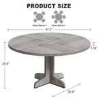 Round Dining Table for 4, 47 Inch Farmhouse Circle Kitchen Table with Wood Tabletop and Stable Base, for Home Dining Room Living Room (Only Table)