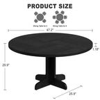 Round Dining Table for 4, 47 Inch Farmhouse Circle Kitchen Table with Wood Tabletop and Stable Base, for Home Dining Room Living Room (Only Table)
