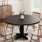 Round Dining Table for 4, 47 Inch Farmhouse Circle Kitchen Table with Wood Tabletop and Stable Base, for Home Dining Room Living Room (Only Table)