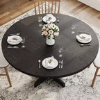 Round Dining Table for 4, 47 Inch Farmhouse Circle Kitchen Table with Wood Tabletop and Stable Base, for Home Dining Room Living Room (Only Table)