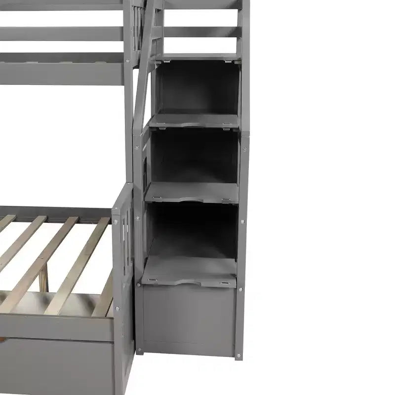 Twin over Full Bunk Bed with Stairs and Slide, Stairway Wood Bunk Bed with Storage Drawers for Kids Teens Aduts