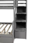 Twin over Full Bunk Bed with Stairs and Slide, Stairway Wood Bunk Bed with Storage Drawers for Kids Teens Aduts