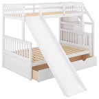 Twin over Full Bunk Bed with Stairs and Slide, Stairway Wood Bunk Bed with Storage Drawers for Kids Teens Aduts