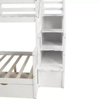 Twin over Full Bunk Bed with Stairs and Slide, Stairway Wood Bunk Bed with Storage Drawers for Kids Teens Aduts