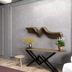 Parametric 40 inch Floating Shelf TV Unit Modern Geometric Wooden Wall Piece Decor Natural Oak Color 3D Wavy Living and Gaming Room Shelf