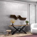 Parametric 40 inch Floating Shelf TV Unit Modern Geometric Wooden Wall Piece Decor Natural Oak Color 3D Wavy Living and Gaming Room Shelf