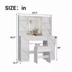 Vanity Desk with Lights, Mirror & Chair - Makeup Vanity Table with 7 Drawers, 6 Shelves & Adjustable Lighting