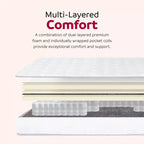 Modern 9 Inch Pocket Coil Spring Hybrid Mattress with Pressure Relief for Comfy Sleep, Medium Feel Bed Mattresses