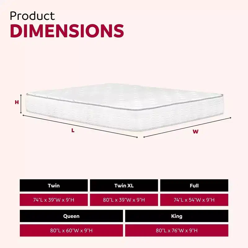 Modern 9 Inch Pocket Coil Spring Hybrid Mattress with Pressure Relief for Comfy Sleep, Medium Feel Bed Mattresses