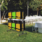 Folding Chair Cart Heavy Duty Steel Foldable Chair Holder Rack with Lockable Wheels & Waterproof Cover, Commercial Grade for School, Black