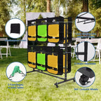 Folding Chair Cart Heavy Duty Steel Foldable Chair Holder Rack with Lockable Wheels & Waterproof Cover, Commercial Grade for School, Black