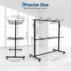 Folding Chair Cart Heavy Duty Steel Foldable Chair Holder Rack with Lockable Wheels & Waterproof Cover, Commercial Grade for School, Black