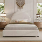 Christopher Knight Home Saria Modern Boucle Upholstered Bed with Half-Round Curved Headboard